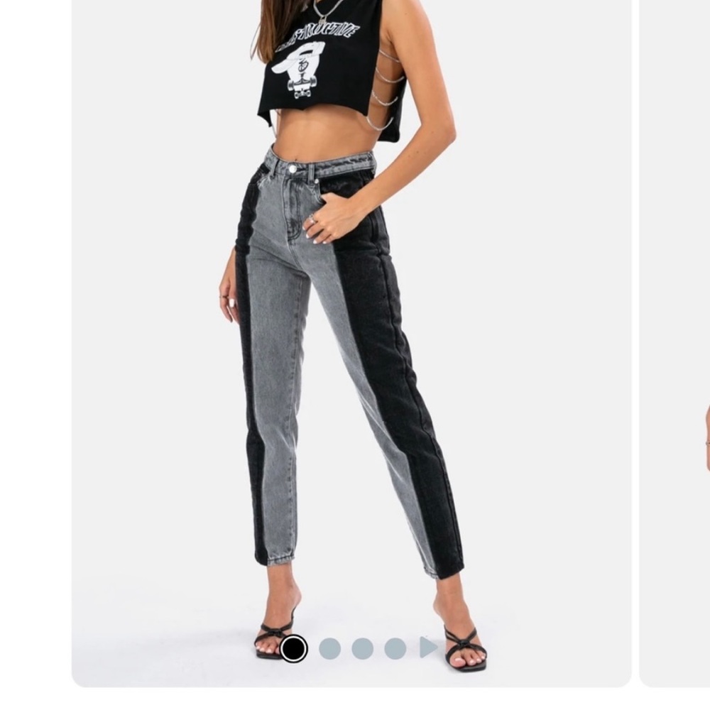 Adika Nori Color Block Mom Jeans
